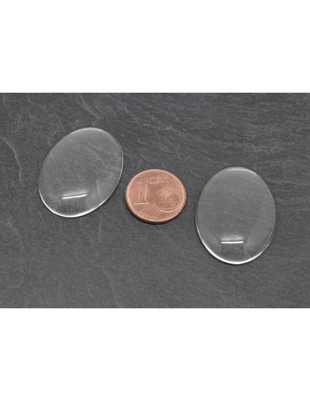 Lot de 2 Cabochons ovale 22 x 30mm loupe en verre