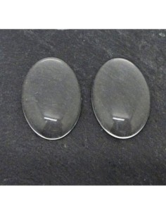 Lot de 2 Cabochons ovale 20 x 30 mm loupe en verre