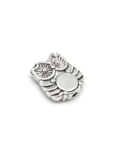 10 Perles hibou 10mm en métal argenté 2