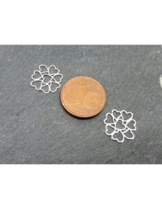 5 Estampes en filigrane connecteur coeur en forme de fleur 12mm en métal argenté très fin 2