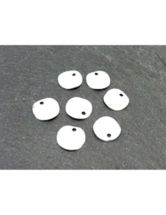 10 mini breloques sequin, pastille 8mm en métal argenté légèrement ondulé 2