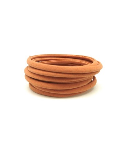 1,3M Cordon plat simili cuir, synthétique 3,5mm légèrement arrondi de couleur orange pastel mat