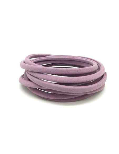 1,3M Cordon plat simili cuir, synthétique 3,5mm légèrement arrondi de couleur parme pastel mat