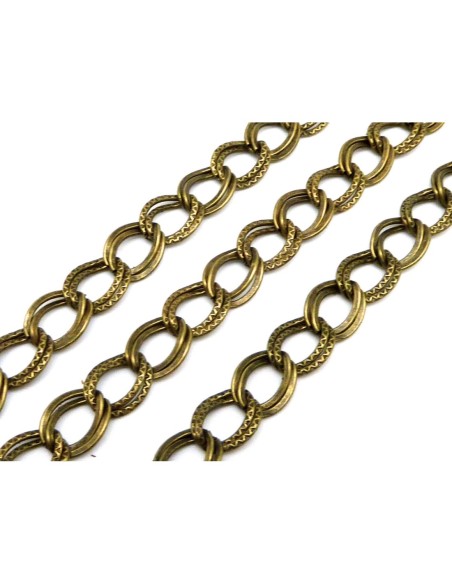 R-1m de chaînette double maillon forçat 10,5mm en métal de couleur bronze ciselé