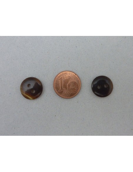 12 Boutons connecteur rond marron transparent 12,9mm