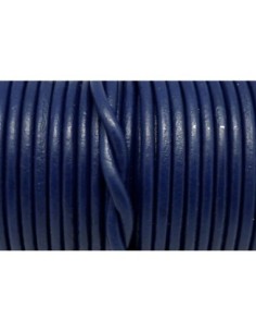 Cordon cuir rond bleu marine