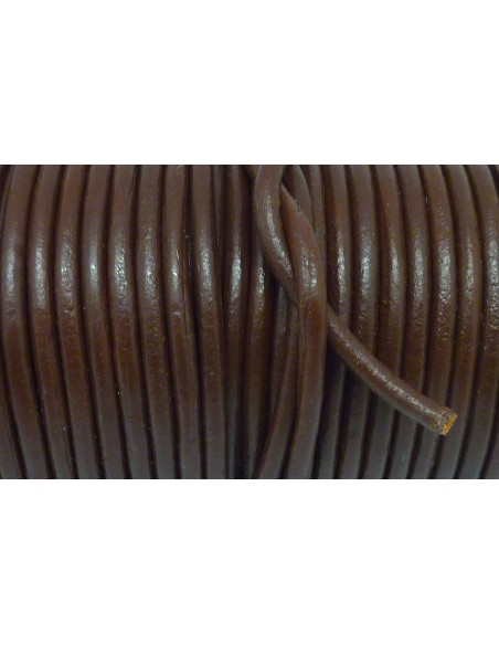 Cordon cuir rond marron 4mm