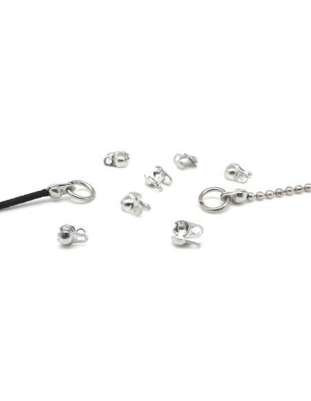 Mini embout pour chaîne bille de 1,2mm et 1,5mm en métal argenté