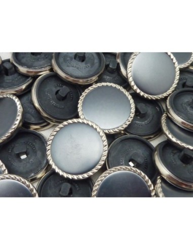 Bouton Vintage rond gris bleu et argenté 23,5mm
