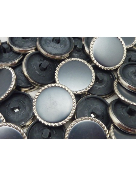 Bouton Vintage rond gris bleu et argenté 23,5mm Bouton Vintage rond gris bleu et argenté 23,5mm