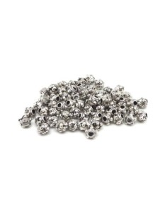 Perles 3,7mm en métal argenté travaillé - Bracelet wrap fin 2