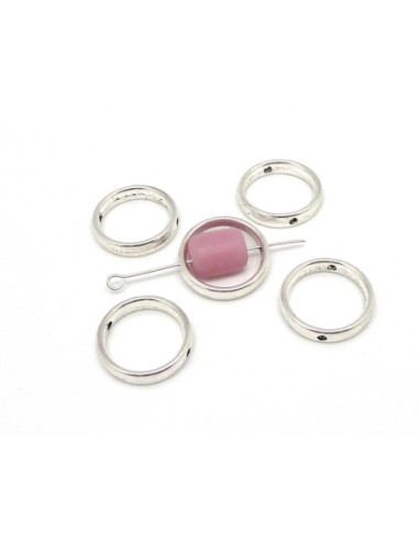 5 Perles intercalaire anneaux 18,8mm en métal argenté lisse