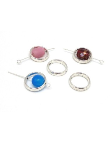 5 Perles intercalaire anneaux 18,8mm en métal argenté lisse