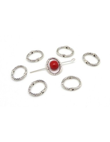 20 Perles intercalaire ovales travaillé 16,7mm en métal argenté travaillé appelé aussi cadre de perles 