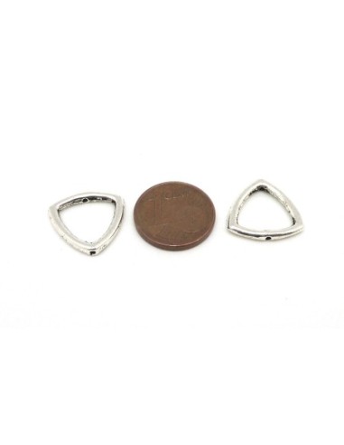 20 Perles intercalaire triangle en métal argenté lisse appelé aussi cadre de perles