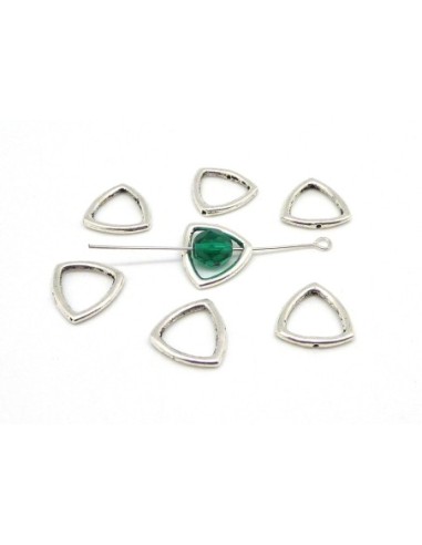 20 Perles intercalaire triangle en métal argenté lisse appelé aussi cadre de perles