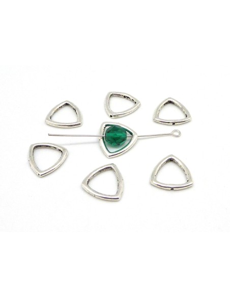 20 Perles intercalaire triangle en métal argenté lisse appelé aussi cadre de perles