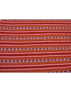 Coupon tissus ethnique aztèque style bohème 45cm X 140cm dominante rouge et jaune, vert, noir et blanc