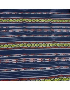 Coupon tissus ethnique aztèque style bohème 45cm X 140cm dominante bleu marine et multicolore 