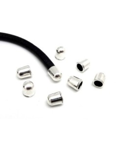 Perles embout tube de finition pour cordon de 4mm en métal argenté lisse