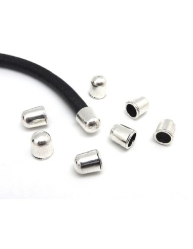 embout de finition pour cordon de 4mm en métal argenté lisse