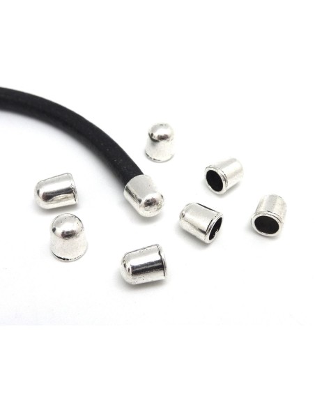 embout de finition pour cordon de 4mm en métal argenté lisse