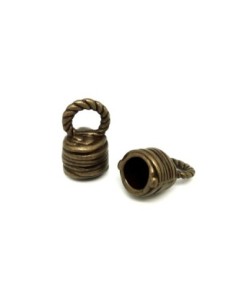 Embouts rond  strié pour cordon 10mm en métal de couleur bronze travaillé