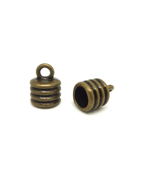 Embout pour cordon cuir 6,5mm en métal de couleur bronze strié