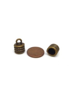 Embout pour cordon cuir 6,5mm en métal de couleur bronze strié 2