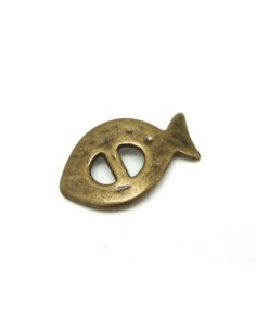 3 Perles passant boucle poisson pour lanière de 6mm en métal de couleur bronze martelé 2