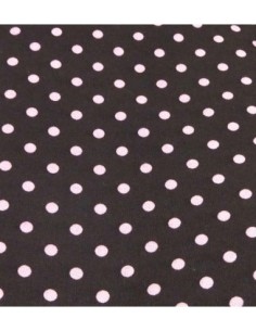 R-Coupon tissus à pois rose pâle sur fond marron foncé...
