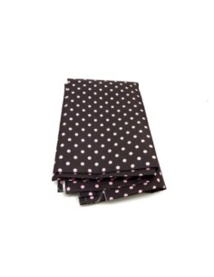 R-Coupon tissus à pois rose pâle sur fond marron foncé... 2