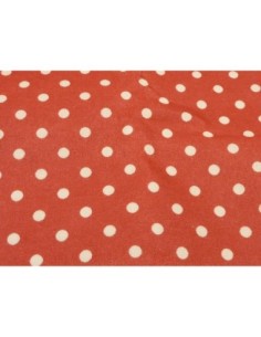 R-Coupon tissus à pois beige sur fond rouge 90cm X 140cm