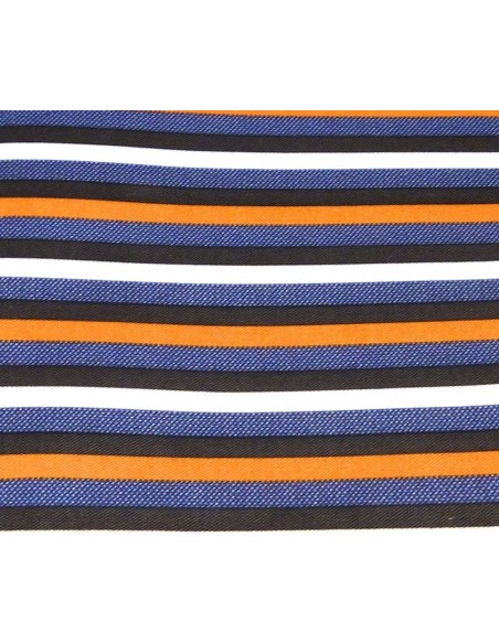 tissus rayé marron, blanc orange