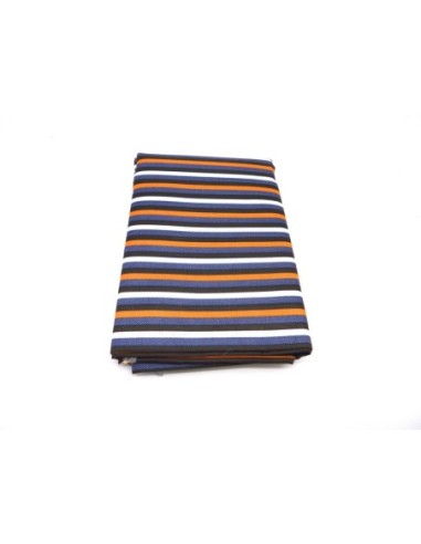 tissus rayé marron, blanc orange