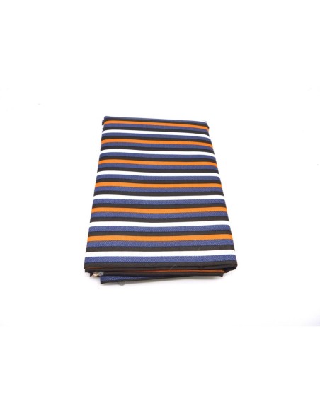 tissus rayé marron, blanc orange