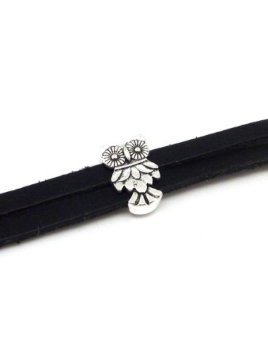 Slide oiseau en métal argenté pour lanière de 10mm