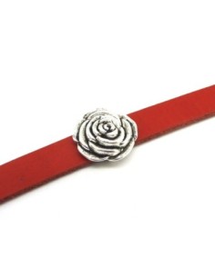 Perle passant rose fleur ciselé