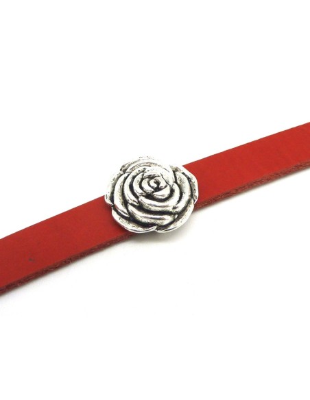 Perle passant rose fleur ciselé