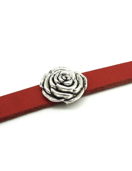 Perle passant rose fleur ciselé