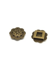 2 Perles passant fleur slide en métal de couleur bronze... 2