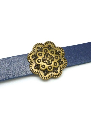 2 Perles passant fleur slide en métal de...