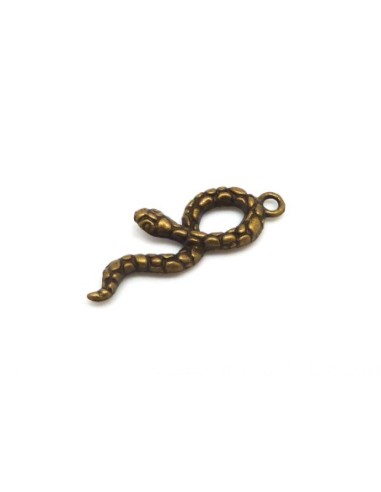 5 Breloques pendentif serpent cobra 34,7mm en métal de couleur bronze travaillé