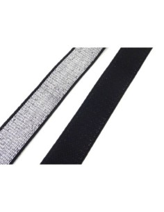R-50cm Ruban galon élastique 20mm argenté bordure noire...