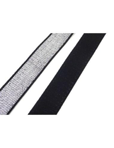 R-50cm Ruban galon élastique 20mm argenté bordure noire très belle qualité et très brillant pour headband
