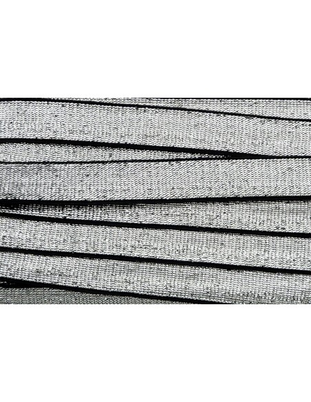 R-50cm Ruban galon élastique 20mm argenté bordure noire très belle qualité et très brillant pour headband