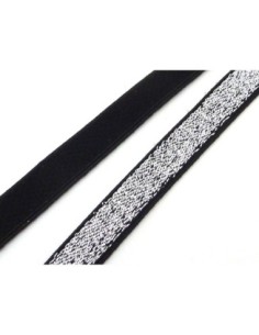 R-50cm Ruban galon élastique 10mm argenté bordure noire...
