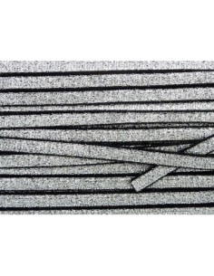 R-50cm Ruban galon élastique 10mm argenté bordure noire... 2