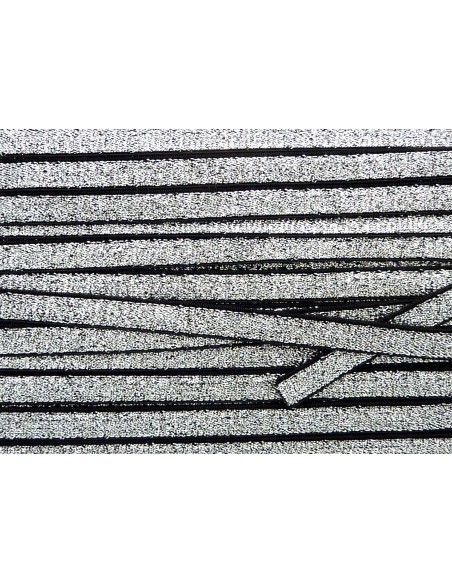 R-50cm Ruban galon élastique 10mm argenté bordure noire très belle qualité et très brillant pour headband