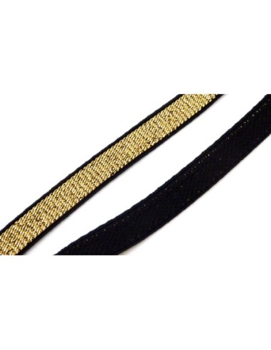 R-50cm Ruban galon élastique 10mm doré bordure noire très belle qualité et très brillant pour headband